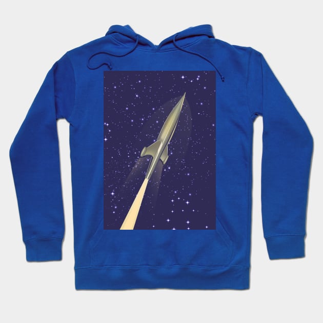 Vintage Space Rocket Hoodie by nickemporium1